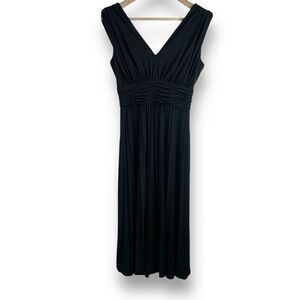 Suzi Chin Women's 6 Sleeveless Pleated Midi Dress Classic Black Cocktaill Party